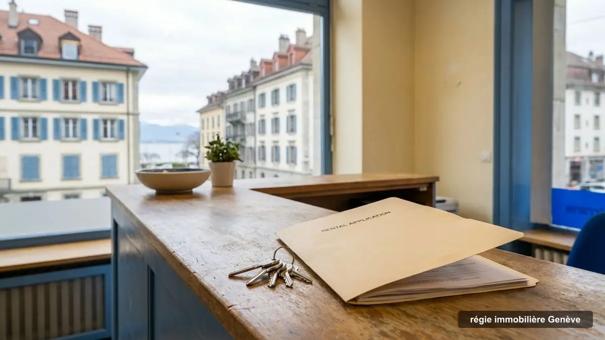 Clés d'appartement et dossier de location dans une régie genevoise